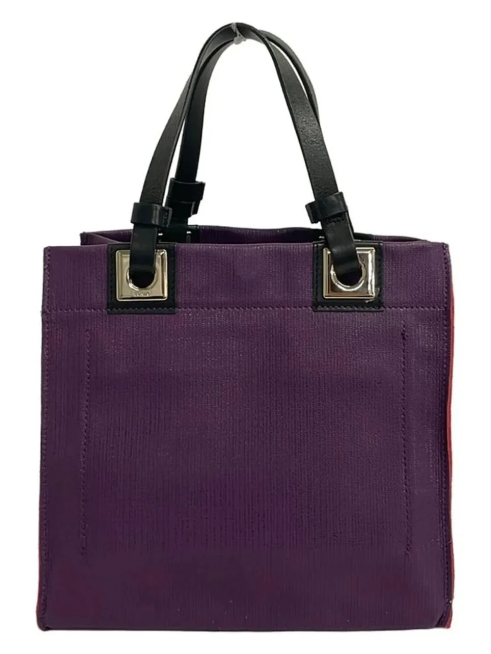 FURLA Purple Black Red PVC Leather Tote Bag